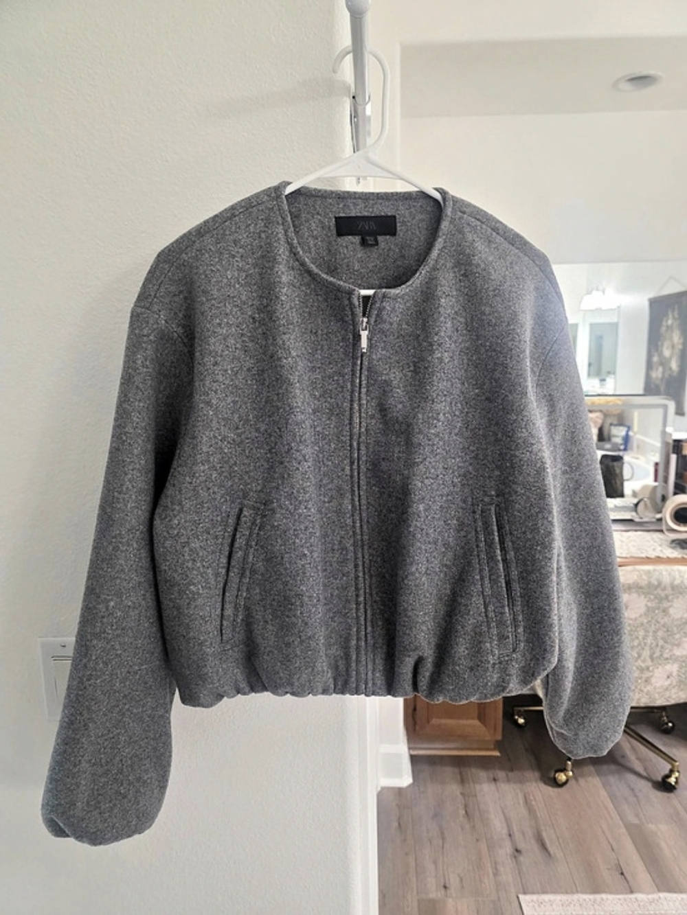 Zara Soft Bomber Jacket Gray Size Medium